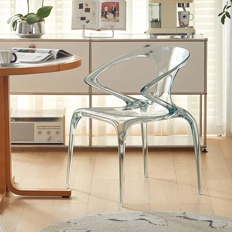 Acrylic dining chair household with armrests, transparent designer crystal chair