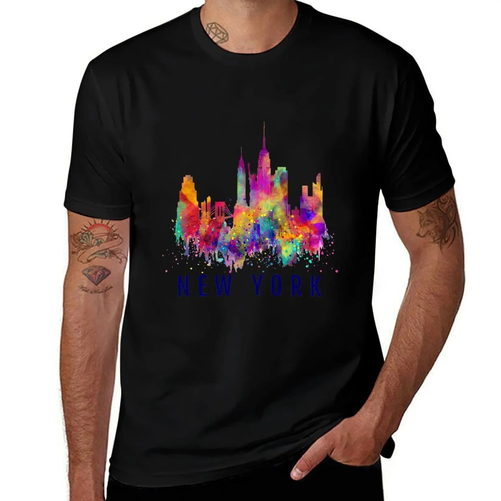 New York Sillouette T-Shirt funny t shirts cotton t shirt custom print man t shirts graphic T-Shirt