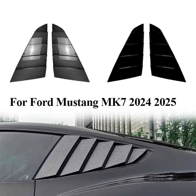 1 PairABS Rear Louver Window Side Shutter Cover For Ford Mustang MK7 2024‑2025 Style Rear Vent Scoop Trim Body Kit Accessories