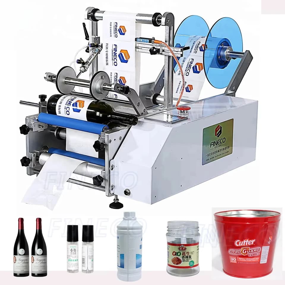 Semi-automatic labeling machine Beverage food Cosmetics Wine bottle sticker label Small manual labeling machine
