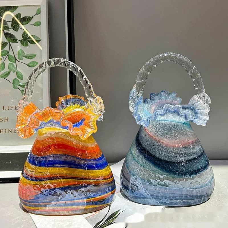 Simple Fashion Stained Glass Basket Flower Bottle Ornament Table Hydroponic Flower Ware Nordic Home Decoration