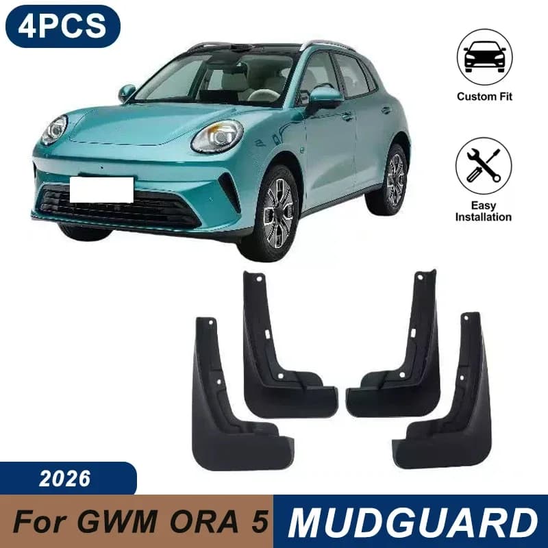 4PCS Car Mud Flaps For GWM ORA 5 2026 Waterproof Anti-Splash Fender Mudguards Auto Exterior Accessories