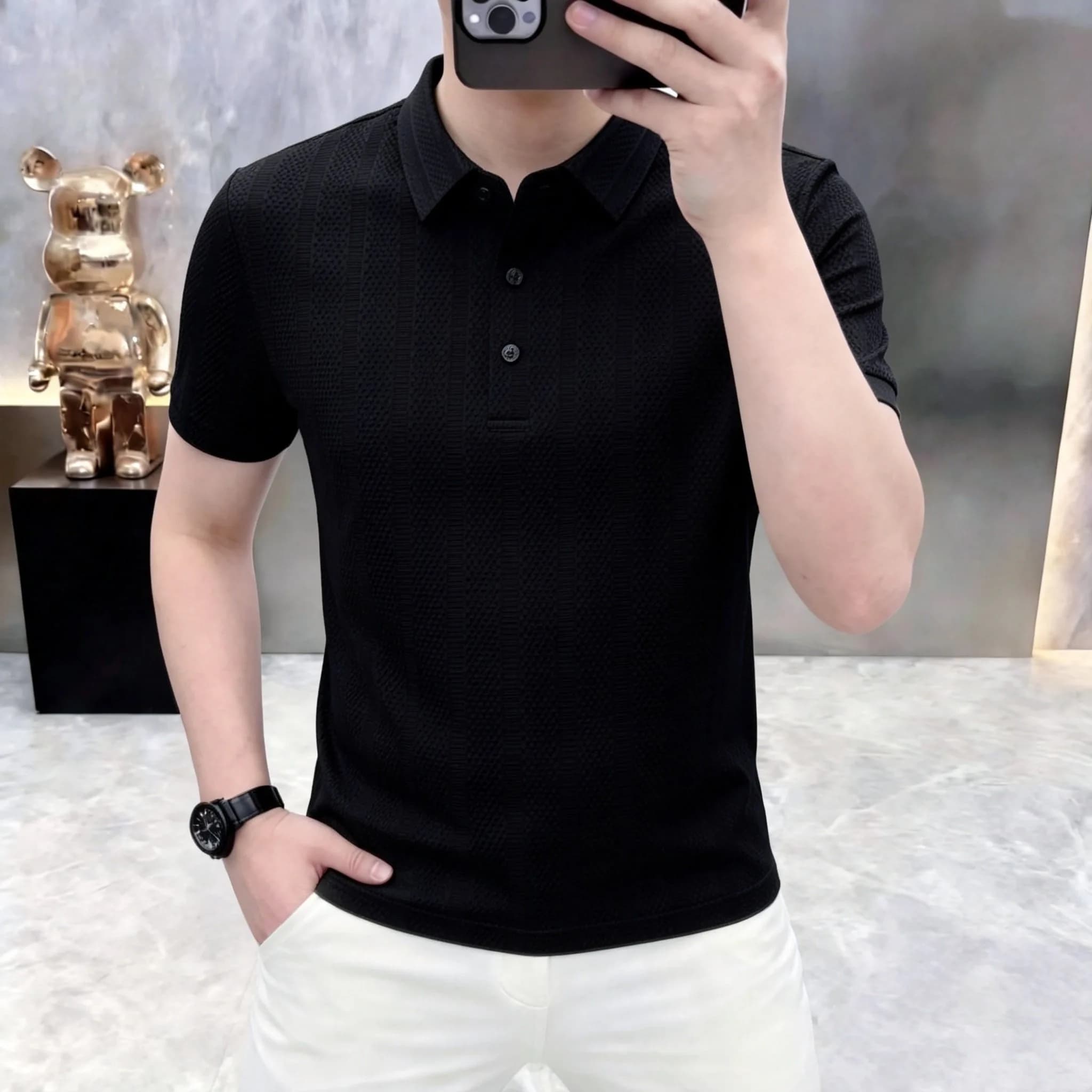 2026 Summer Men's Polo Shirt - Breathable Ice Silk Top - Fashion Stripes - Versatile Men's T-Shirt