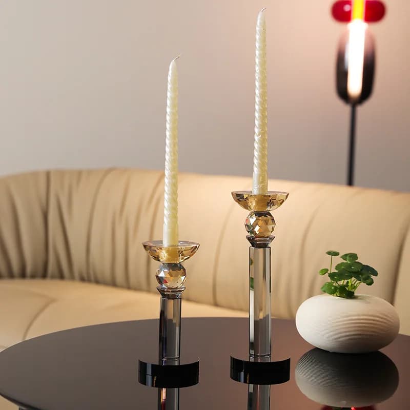 European Light Luxury K9 Crystal Glass Candle Holder Light Dinner Wedding Romantic Atmosphere Arrangement Props