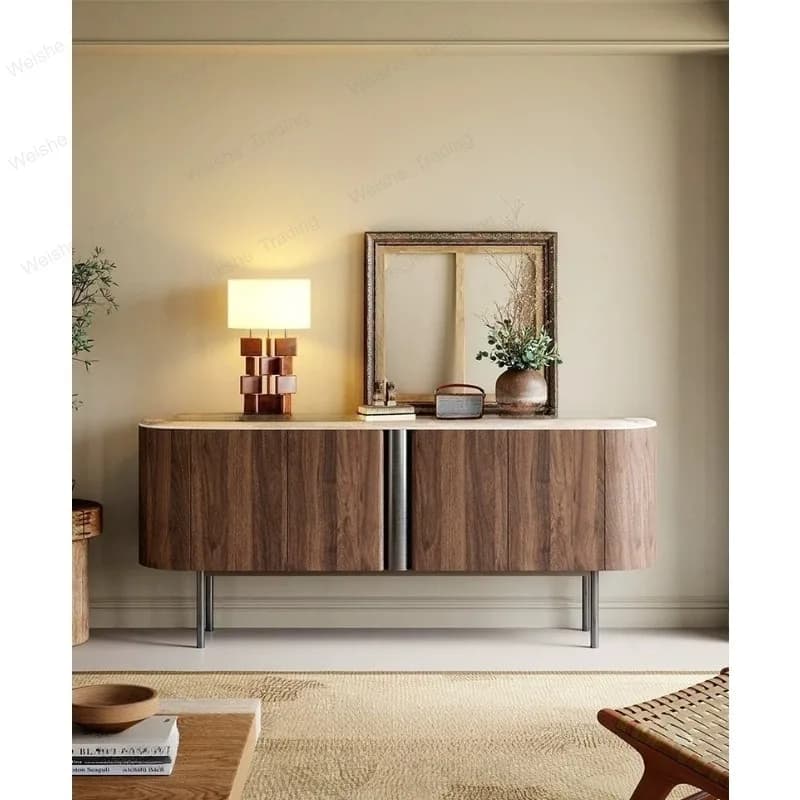 Solid wood dining side cabinet, antique living room storage decorative cabinet, simple partition storage cabinet