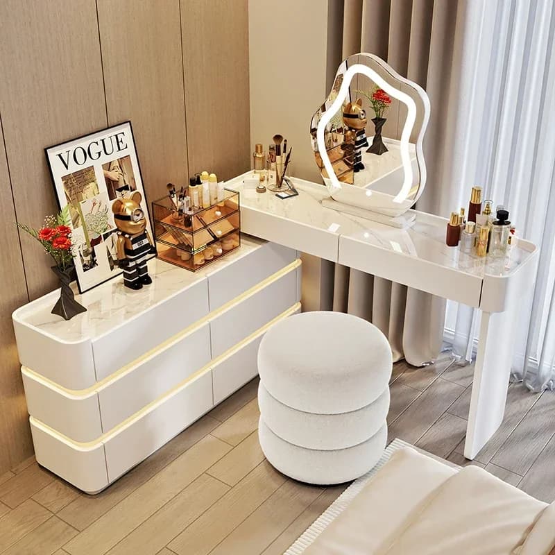 Light Mirror Dressing Table Women Storage Organizer Jewelry Cabinet Drawers Dressing Table Fashion Desks Aparadores Furniture