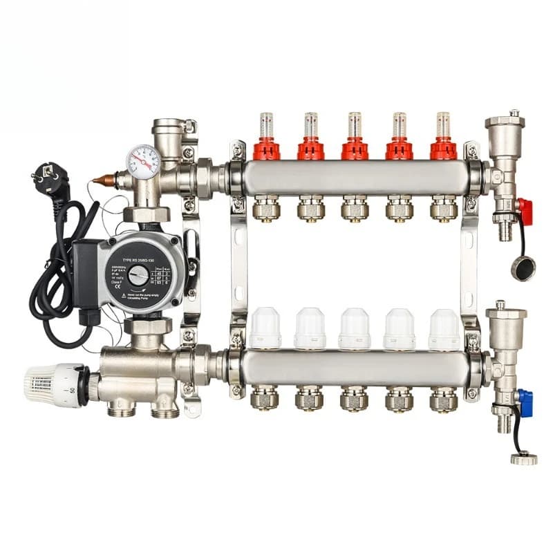 Kit Stainless Steel 2-12 Ring Pex Manifold for Liquid Circulation Floor Heating