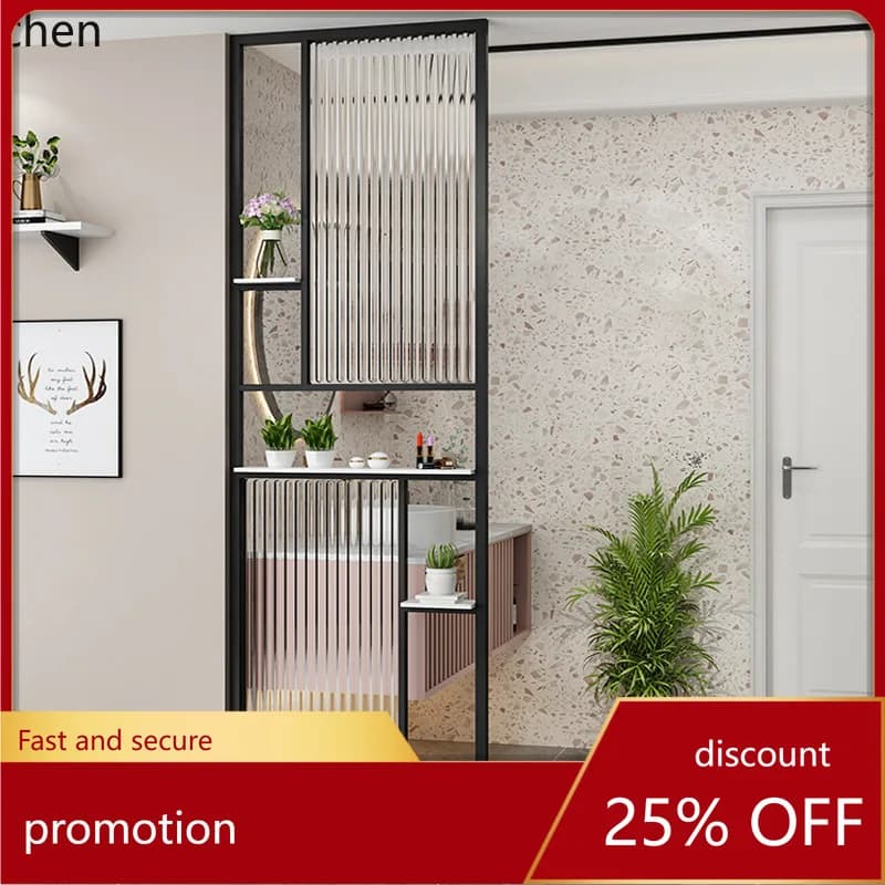 CZ Living Room Iron Art Stainless Steel Changhong Glass Screen Entrance Hallway Washstand Decorative Fake Wall Partition