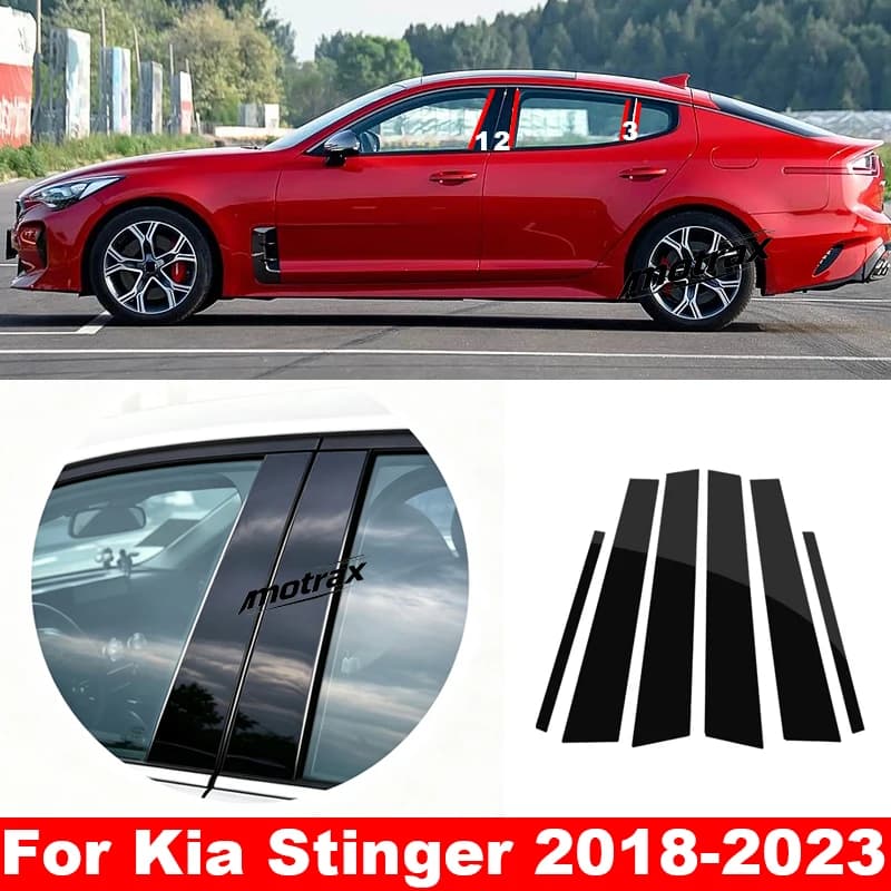 For KIA Stinger 2018-2023 Car PC Bright Pillar Post Cover Door Trim Window Molding Sticker Decoration Plate Accessories
