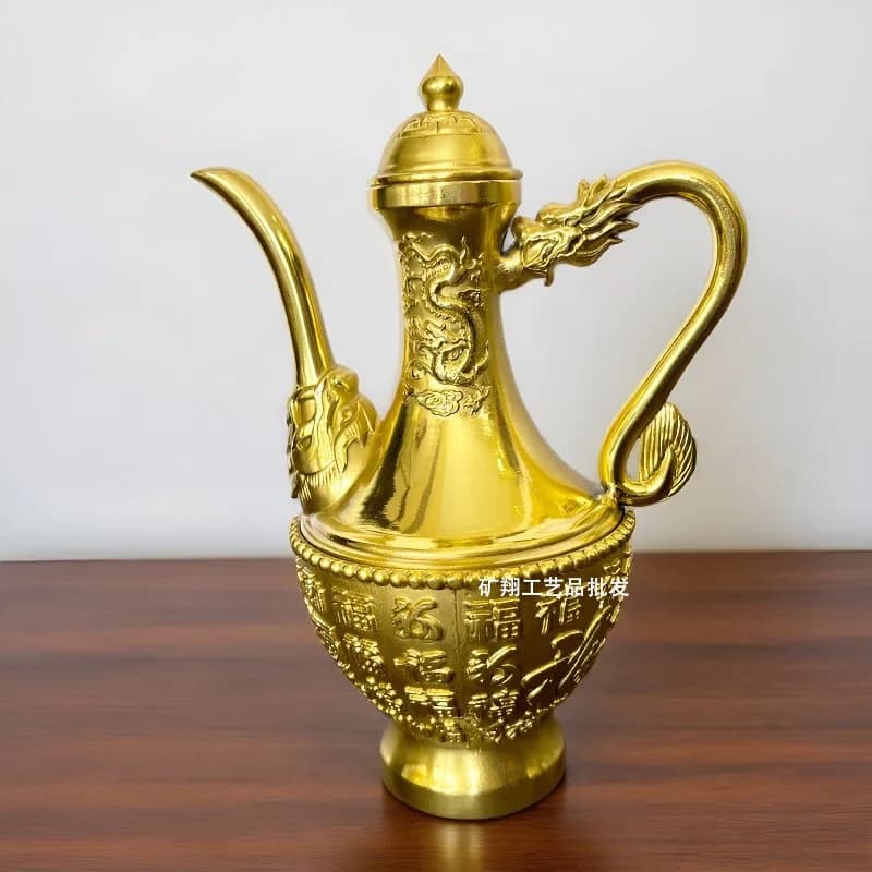 Brass-made copper pot, a set of hundred-blessing wine pots, a creative and retro home decor item