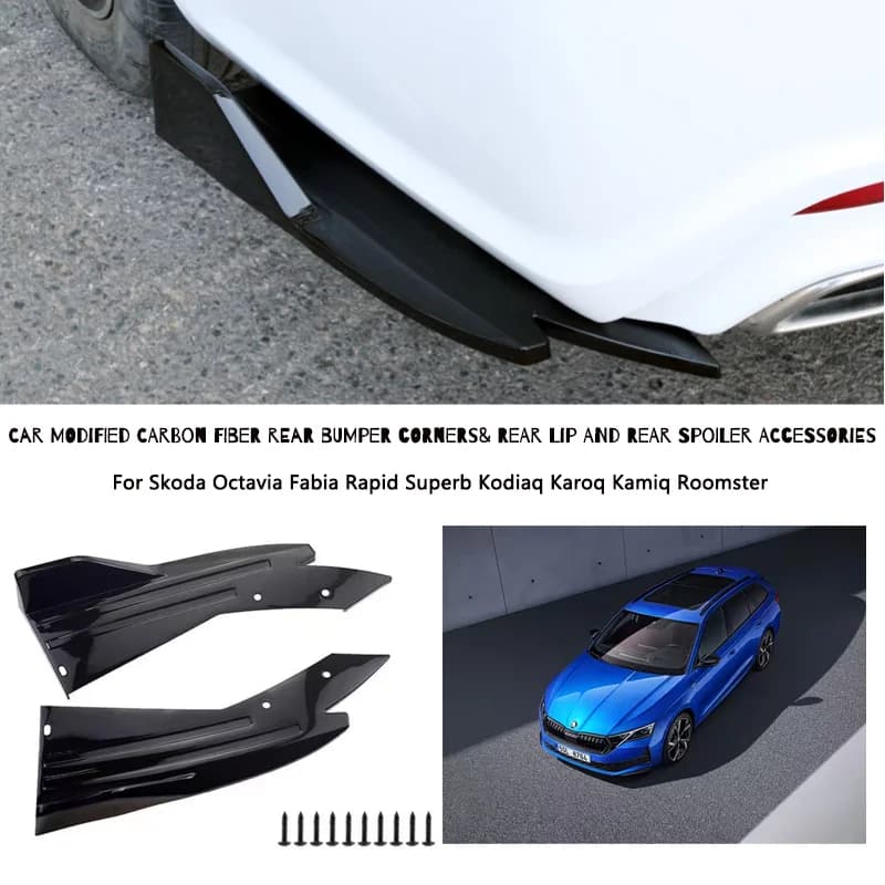 Rear Bumper Lip Diffuser Splitter Canard Protector Front For Skoda Octavia Fabia Rapid Superb Kodiaq Karoq Kamiq Roomster