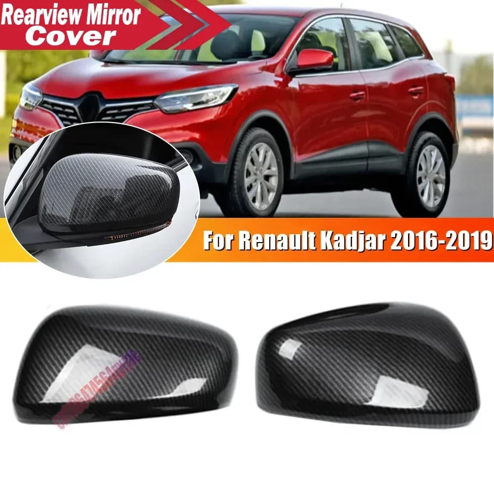 For Renault Kadjar 2016-2019 ABS Car Rearview Side Mirror Cover Wing Cap Exterior Door Trim Adhesive Sticker Parts