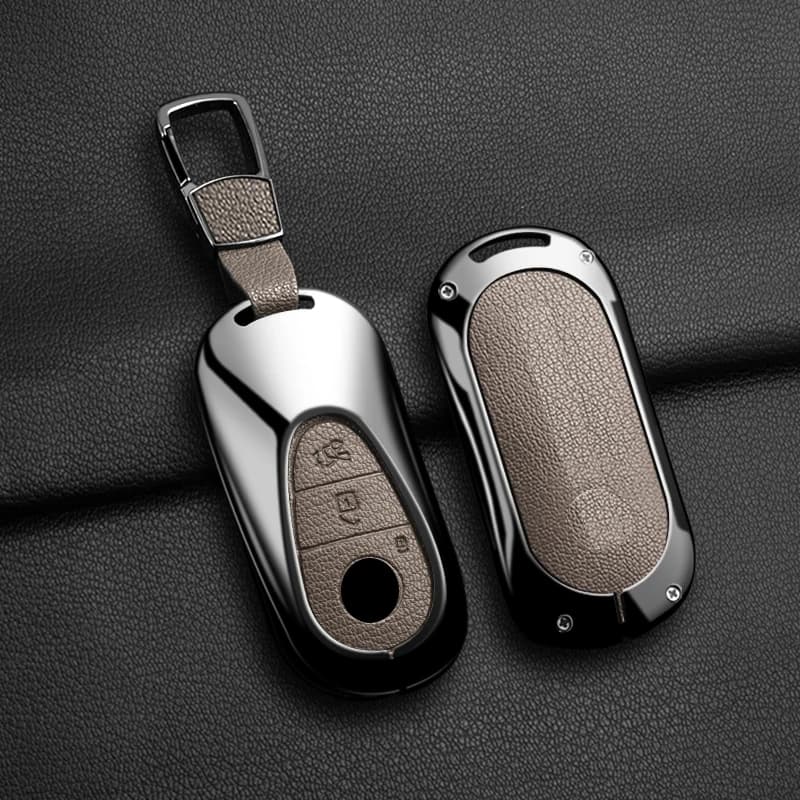 Zinc Alloy Leather Car Key Case Cover For Mercedes Benz C E S Class W206 W223 W214 GLA GLB GLC CLA CLS E300 S450 S580 S500