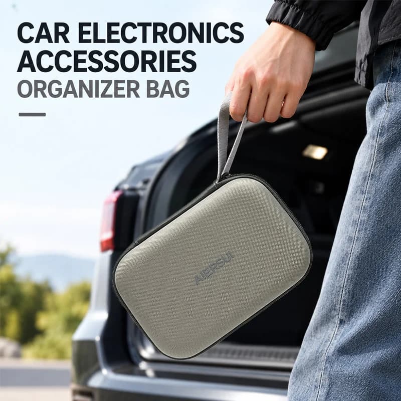 1 Pack Portable Hard Shell Storage Case, Shockproof Car Electronic Accessories Organizer Bag for Auto Cables, Power Banks