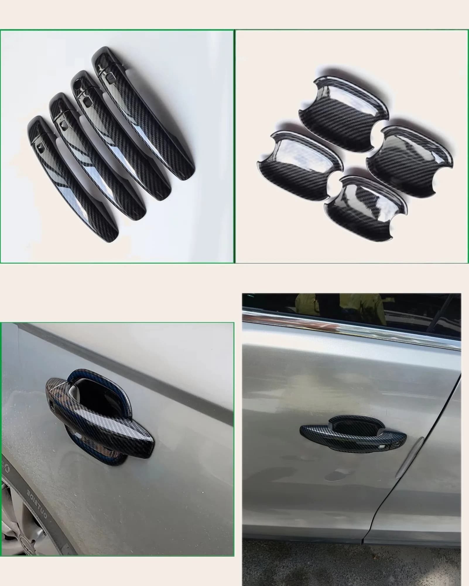FOR Audi Q5 2009-2015 Door Handle Bowl CUP COVER STICKER TRIM ABS Carbon Pattern Car Styling Auto Parts Accessories