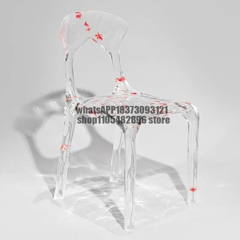 Transparent platinum crystal acrylic dining chair living room tea table designer style creative Italian dining chair table