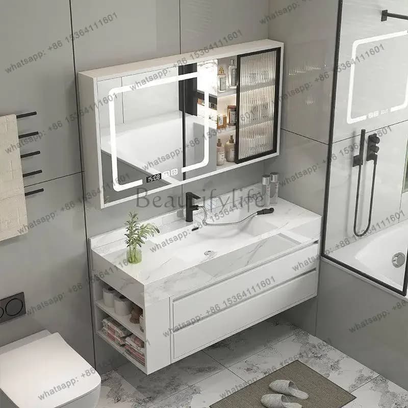 Organizer Bathroom Cabinet Decorations Wooden Modern Luxury Cupboard Storage Mirror Skincare Gabinete Hotel Furnitu