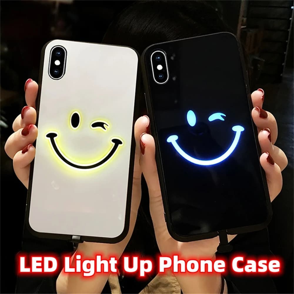 Keep Your Smile Design Led Light Phone Case Call Flash Glitter Cover For Samsung S26 S25 S24 S23 S22 S21 S20 Plus Ultra
