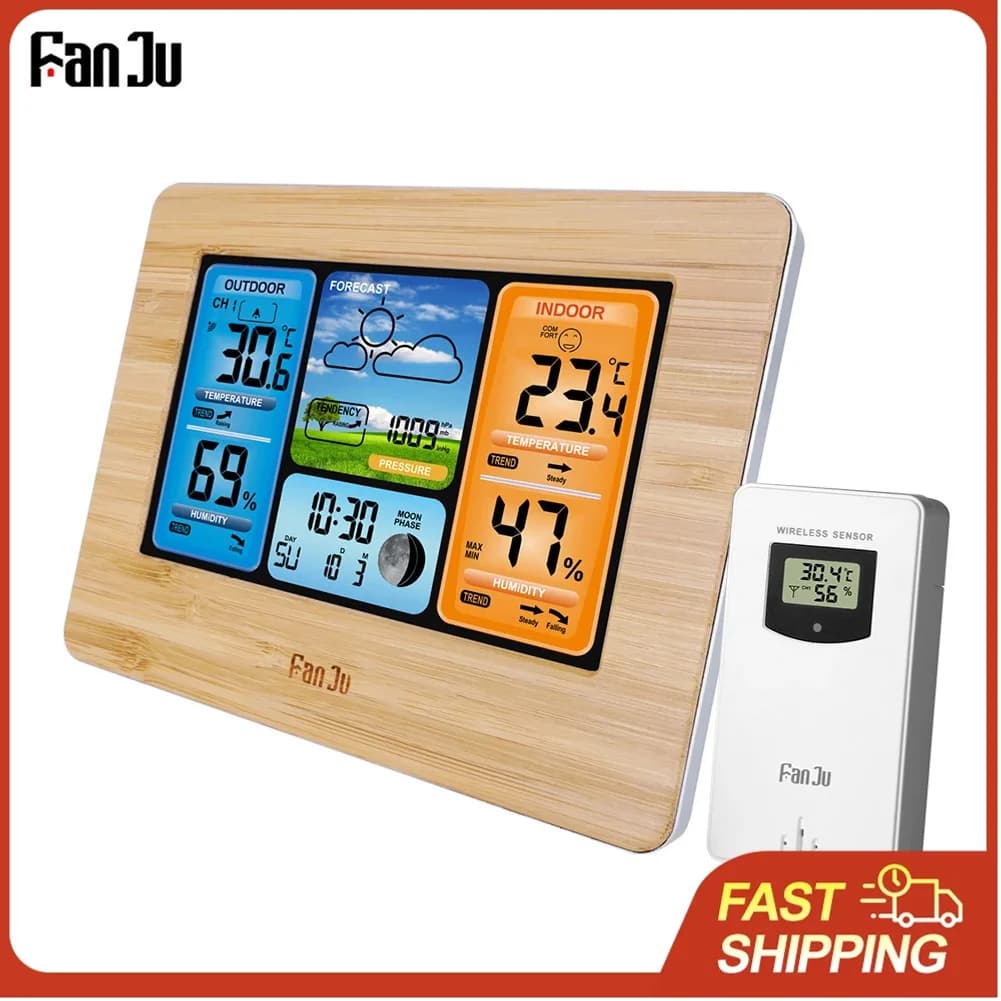 Multifunction Digital Weather Station LCD Alarm Clock Indoor Outdoor Weather Forecast Barometer Thermometer Hygrometer