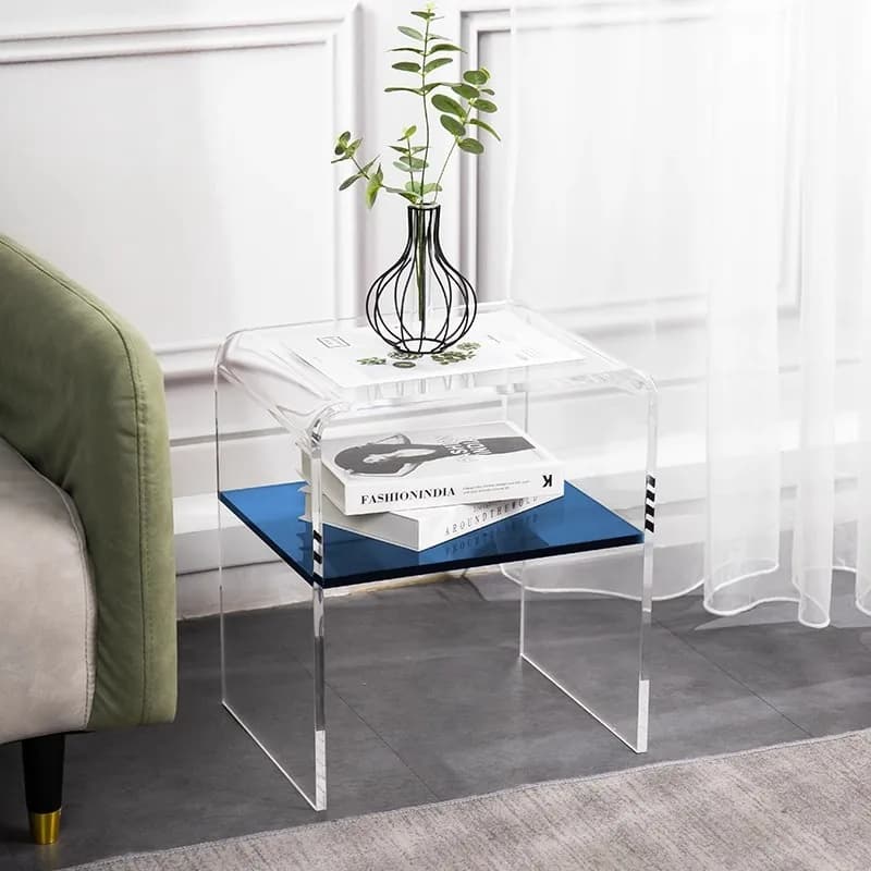 Colorblocking Acrylic Coffee Table, Scandinavian Transparent Nightstand, Simple Living Room Side, Modern Bedroom Bedside Storage