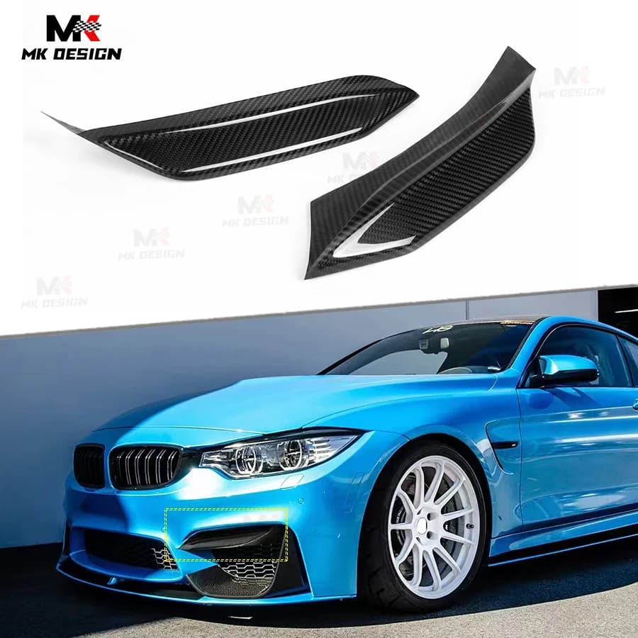 Dry Carbon Fiber Front Bumper Upper Splitters For BMW F80 M3 F82 F83 M4 2015-2020 Fog Light Cover Flaps Car Styling