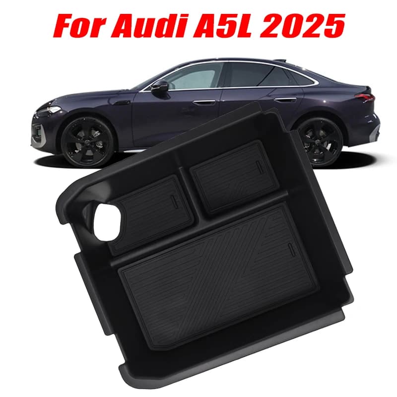 For Audi A5L 2025 Model Armrest Storage Box ABS Central Organozer Tray Stowing Tidying Car Accessories