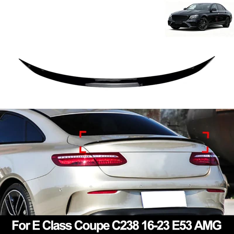 For Benz Accessories E Class Coupe C238 2016-2023 E53 AMG Car Rear Trunk Spoiler Wing Boot Lip Glossy Black Soft Plastic