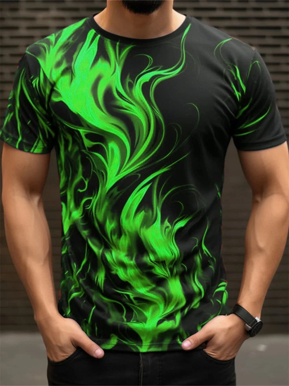 Fashion Men's Trend T-Shirts Short Sleeve Flame Series 3d Printed Street T Shirt 6XL Plus Size O-Neck Casual Tops