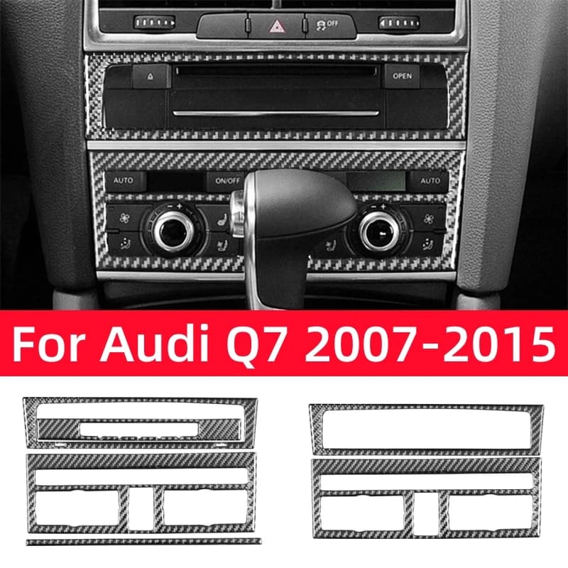 For Audi Q7 2007-2015 Accessories Carbon Fiber Interior Car Central Control Knob Control Panel Decor Sticker Cover Trim Frame