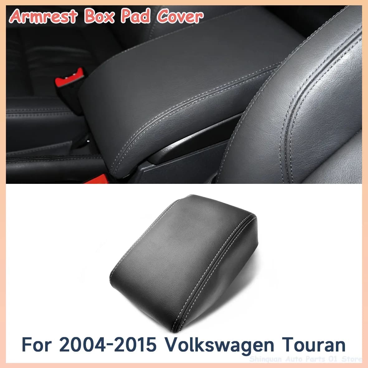 Center Console Armrest Cover For VW Touran 2004-2015 Leather Armrest Lid Protector Auto Interior Accessories
