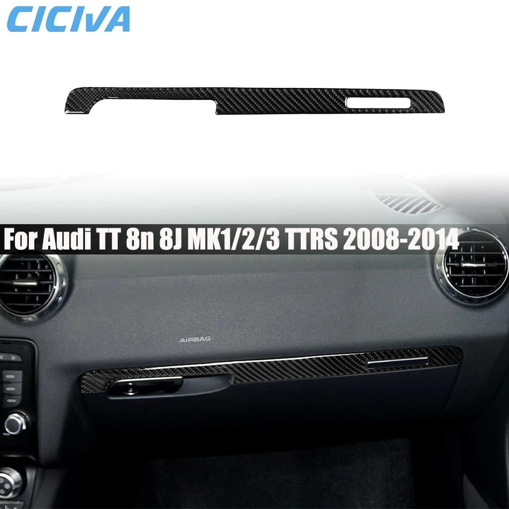 Carbon Fiber Car Accessories Copilot Strip Interior Cover Modified Trim Sticker For Audi TT 8N 8J MK1 MK2 MK3 TTRS 2008-2014