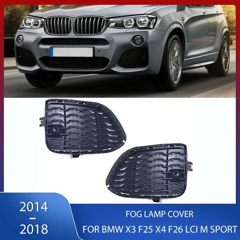 Front Bumper Fog Light Cover Housing Trim Fog Lamp Garnish Hood Grille Grill For BMW X3 F25 X4 F26 2014-2018 LCI M Sport M-Sport
