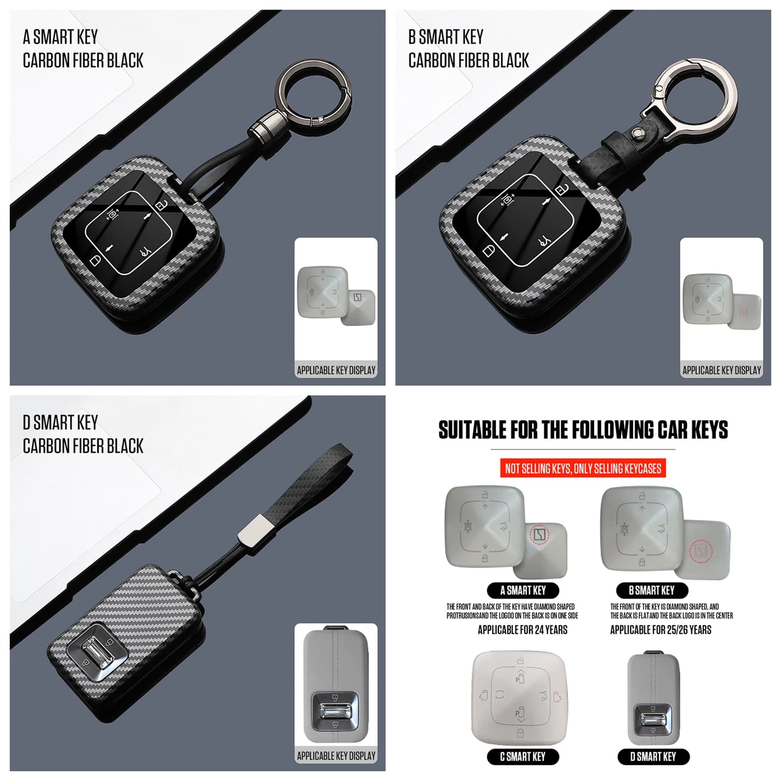 Car Stylish ABS Carbon Key Case Cover Holder Chain For ZEEKR Zeekr 001 Mix 7X 9X 009MPV Smart Fob Key Protective Accessories