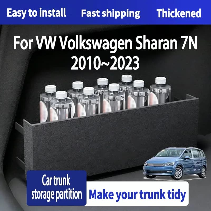For VW Volkswagen Sharan 7N 2010~2023 Car Thickening Trunk Storage Partition Multifunction Storage Box Auto Interior Accessories