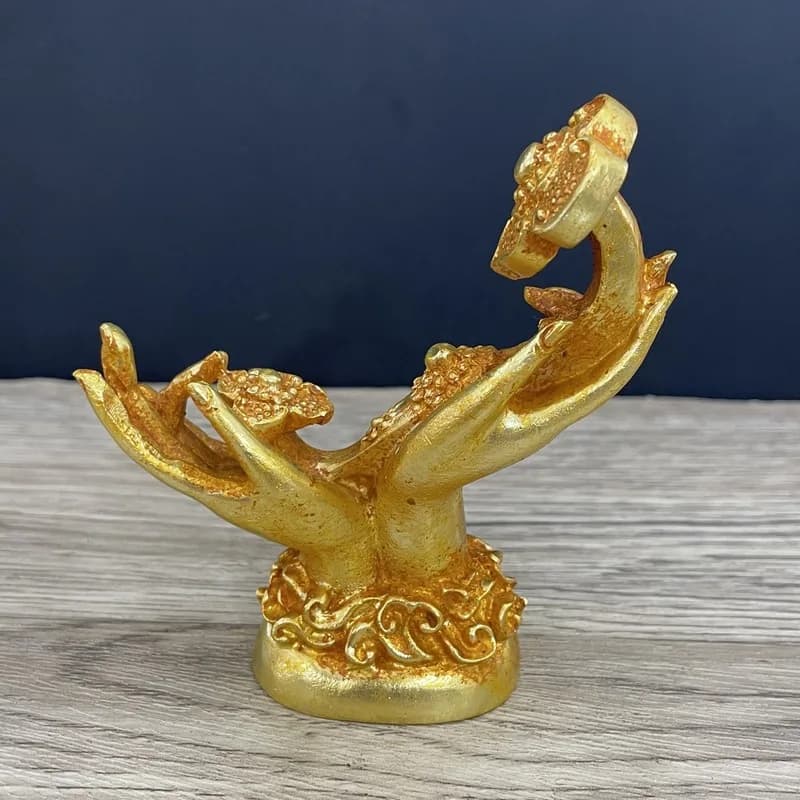 Brass Ornament, Buddha Hand Ruyi Copper Craft, Home Living Room Decoration
