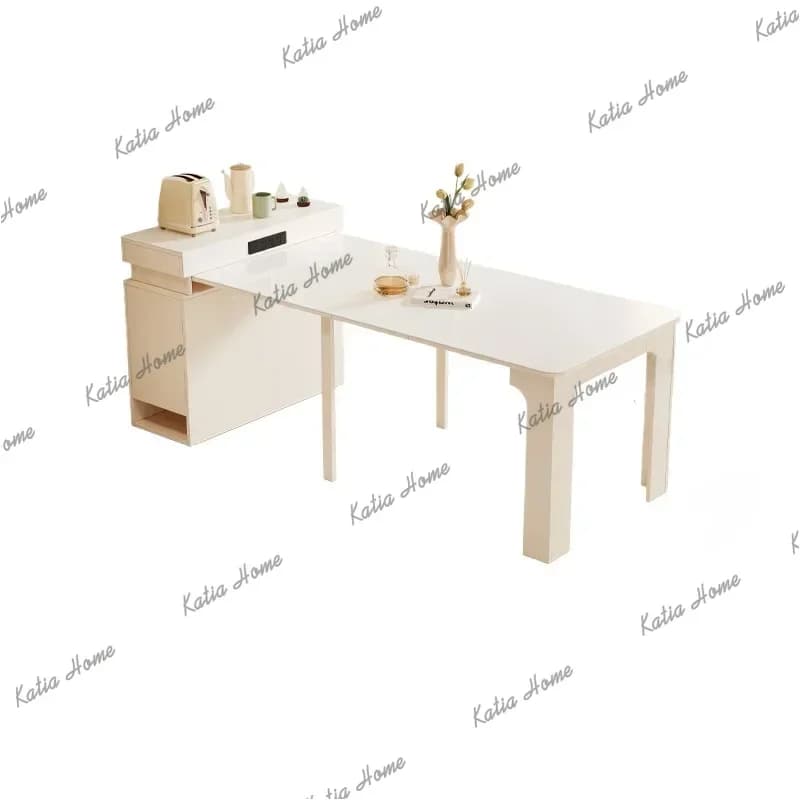 LSWhite Nordic Modern Dining Table Chairs Set Multifuctional Space Saving Dining Table Folding Kitchen Mesas De Jantar Furniture