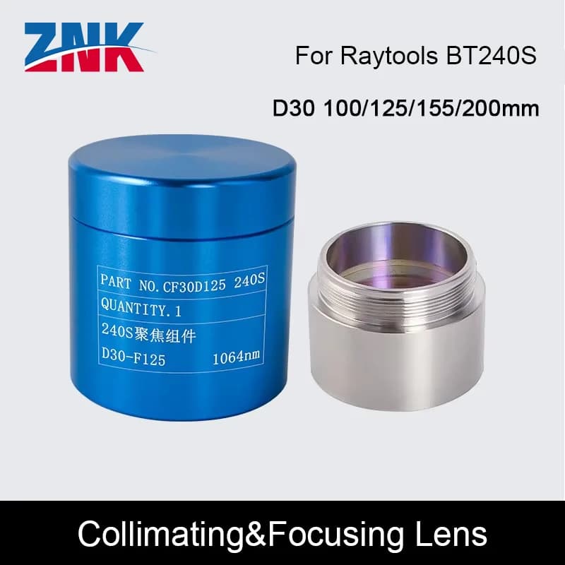 ZNK BT240/240S 0-3.3KW Collimating & Focusing Lens D30 F100 F125 F155 F200mm with Lens Holder for Raytools Laser Head BT240/240S