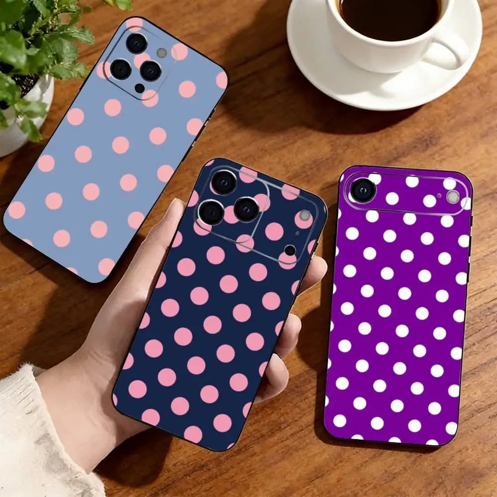 Classic Polka Dot Pattern  Phone Case For iPhone17,16,15,14,13,12,11 Plus,Pro Others Soft Black Cover