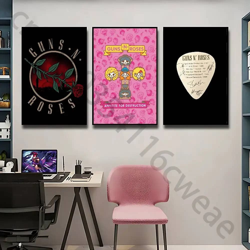 Band G-Guns N Roses Poster Self-adhesive Art Waterproof Paper Sticker Coffee House Bar Room Wall Decor