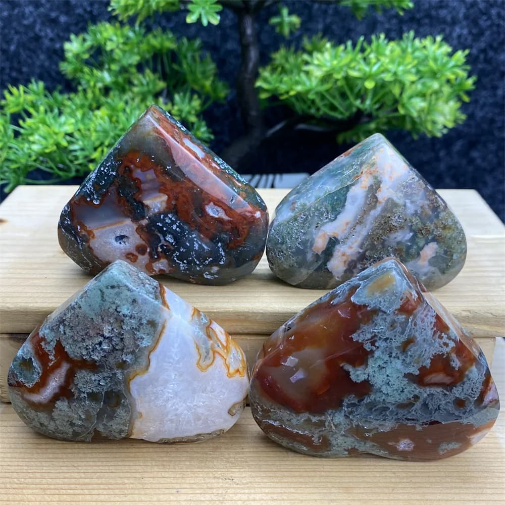 Natural Aquatic Agate Geode Heart Symbolizes Love Reiki Healing Gemstone Crystal Aquarium Garden Home Decoration Holiday Gift