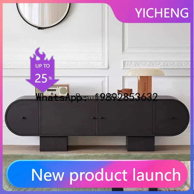 LYY  Italian Nordic retro Chinese style TV locker Villa living room black oak storage cabinet