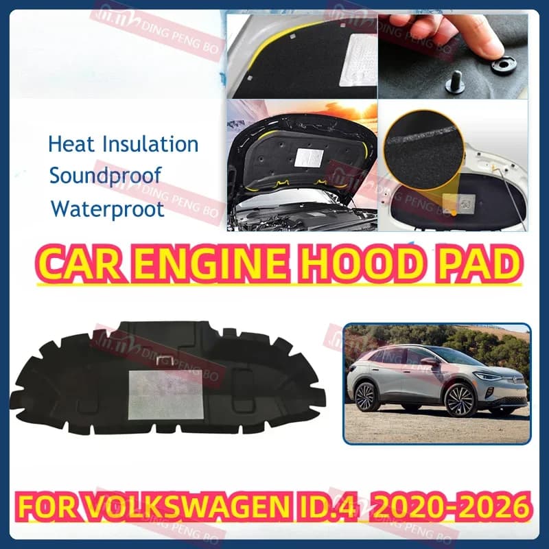 Car Engine Hood Pads For Volkswagen ID.4 VW ID4 E21 E39 2020~2026 Fireproof Front Engine Sound Insulation Cover Auto Accessories