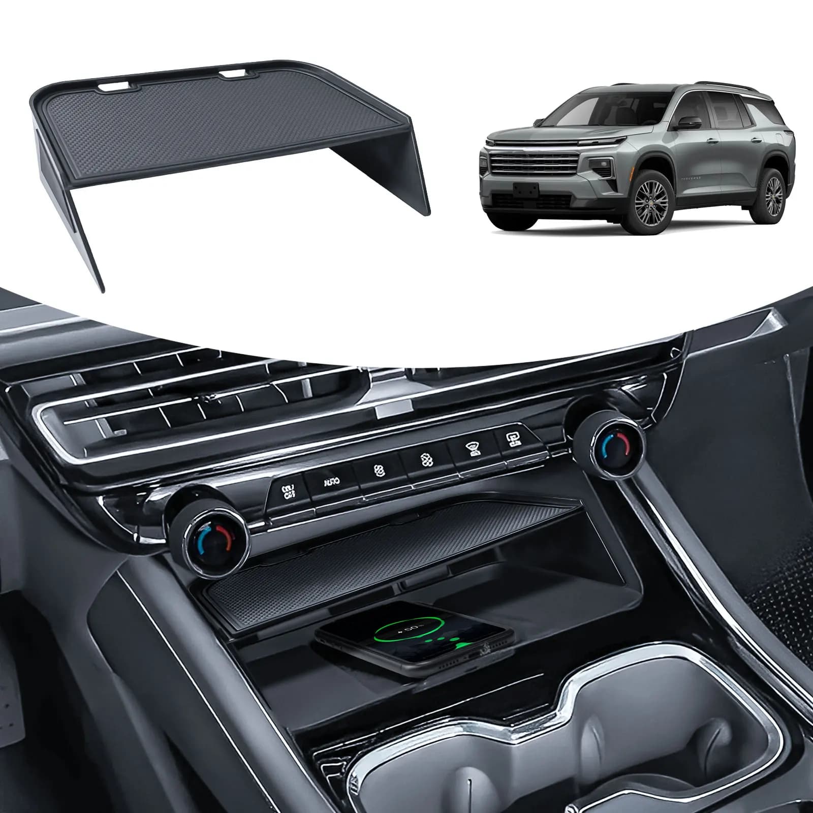 HGWEI for 2024-2025 Chevy Traverse Gear Shift Dividers Middle Center Console Organizer Storage Box Tray Interior Phone Holder