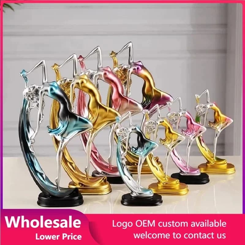 Dancing Girl Ornaments Figure Statue European Style Ballet Sculptures Resin Crafts Home Decor Desktop Decoration Accessories