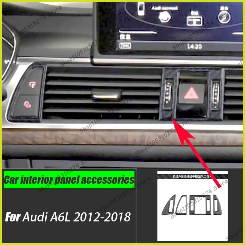 Suitable for 12-18 Audi A6L/A7 Carbon Fiber Interior A6l Modified Central Control Air Outlet Decorative Accessories 2015