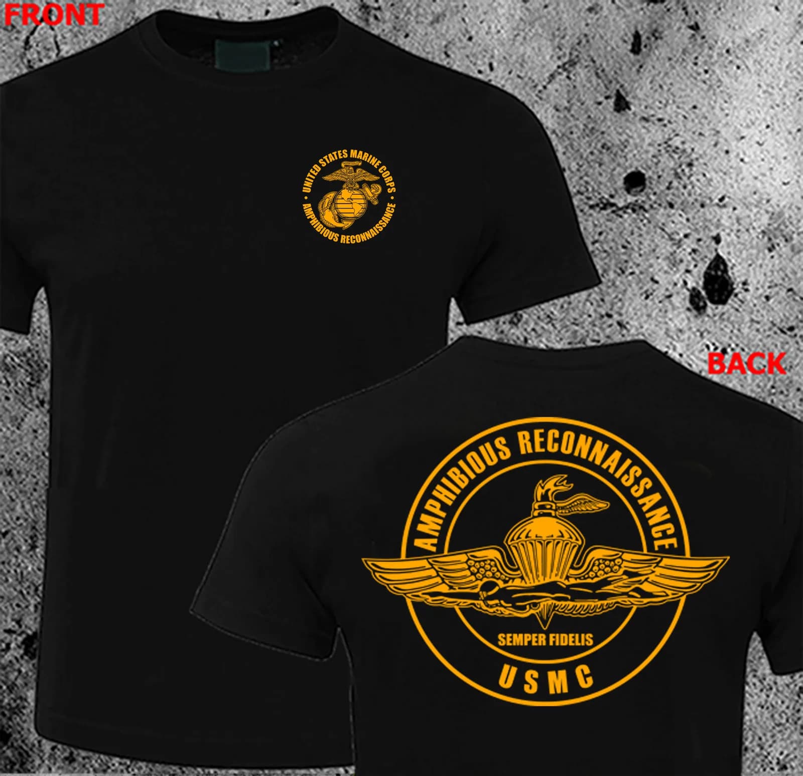 USMC Amphibious Reconnaissance Men T-shirt Short Sleeve Casual 100% Cotton Shirt