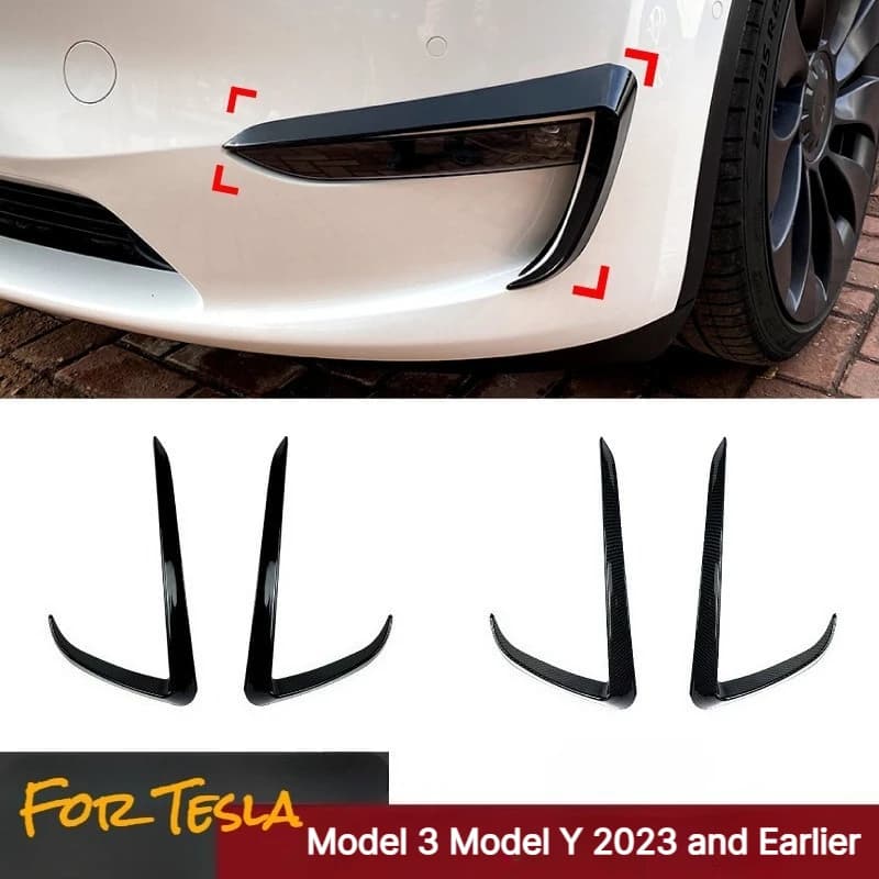 Front Bumper Fog Lamp Wind Knife Spoiler For Tesla Model 3 Model Y 2017‑2023 Fog Light Eyebrow Trim Cover Exterior Accessories