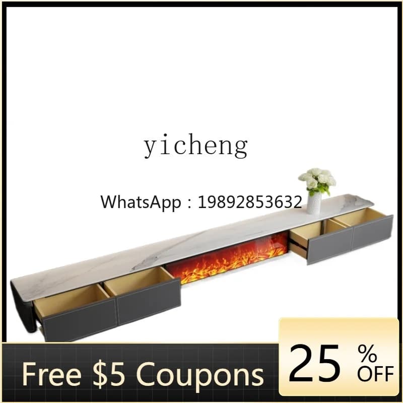 Fireplace Stone Plate TV Cabinet Simple Modern Living Room Home Integrated Solid Wood Storage Floor Cabinet