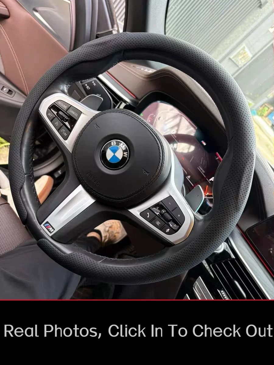 For BMW M Car Steering Wheel Cover G20 F11 E87 F30 F10 x3 G01 x5 F40 F16 M3 X1 X7 1 3 5 7 Series 8D Nappa Leather Anti-slip