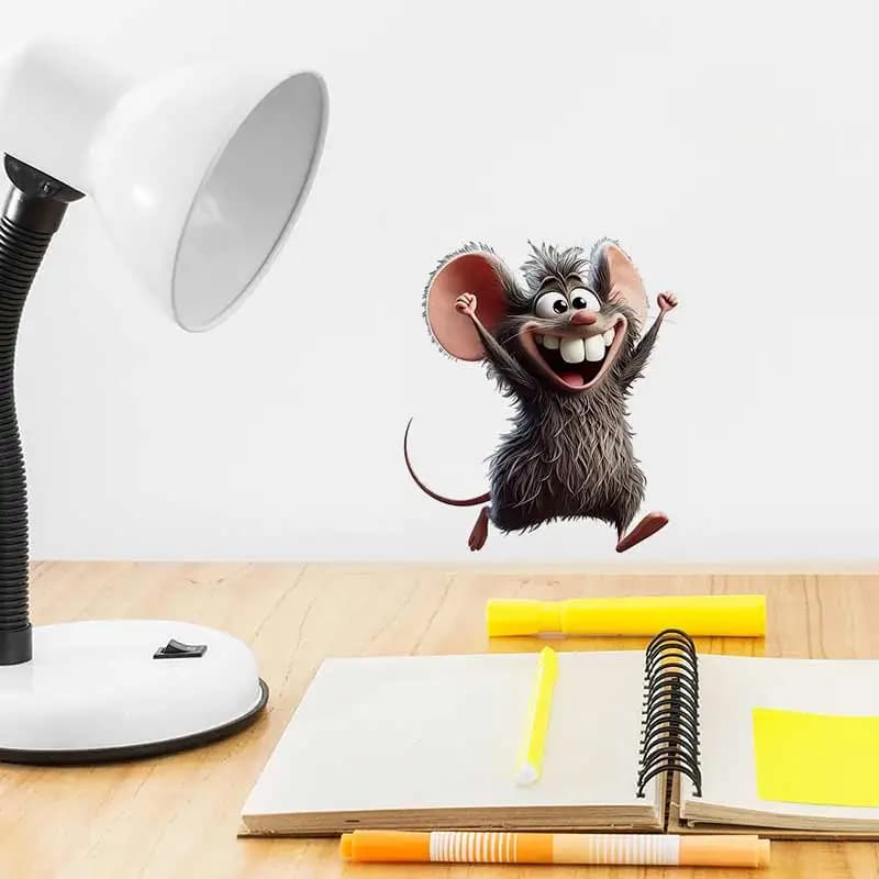 Kawaii Funny Mouse Wall Sticker Bathroom Toilet Decor Living Room Cabinet Refrigerator Home Decoration Decals S1012